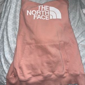 this is a pink north face hoodie